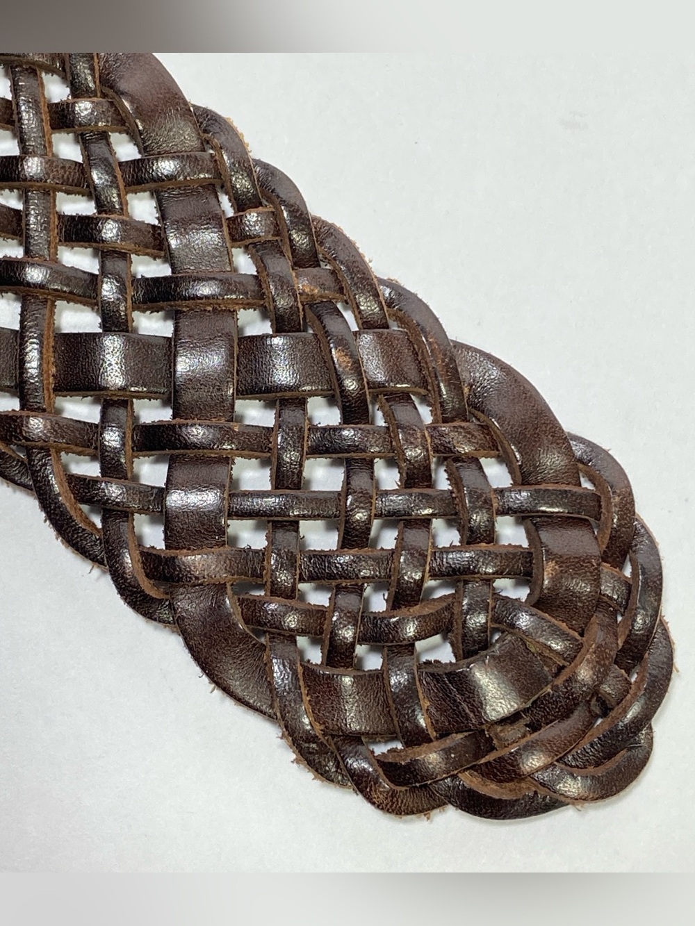 Talbots Women's Braided Woven Genuine Leather Belt Brown Sz S Leather Buckle NWT - Picture 5 of 11